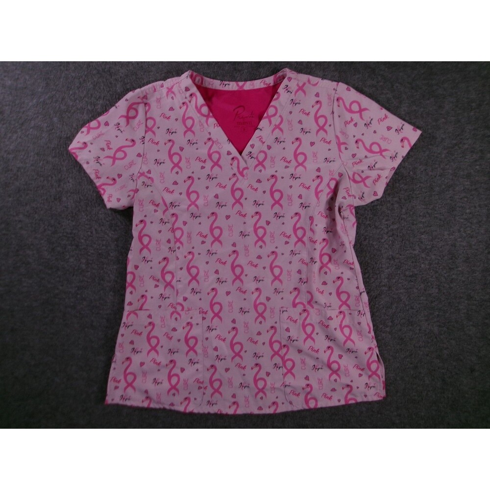 Prints Maevn Scrub Top S Pink V Neck Breast Cancer Awareness Nursing Uniform